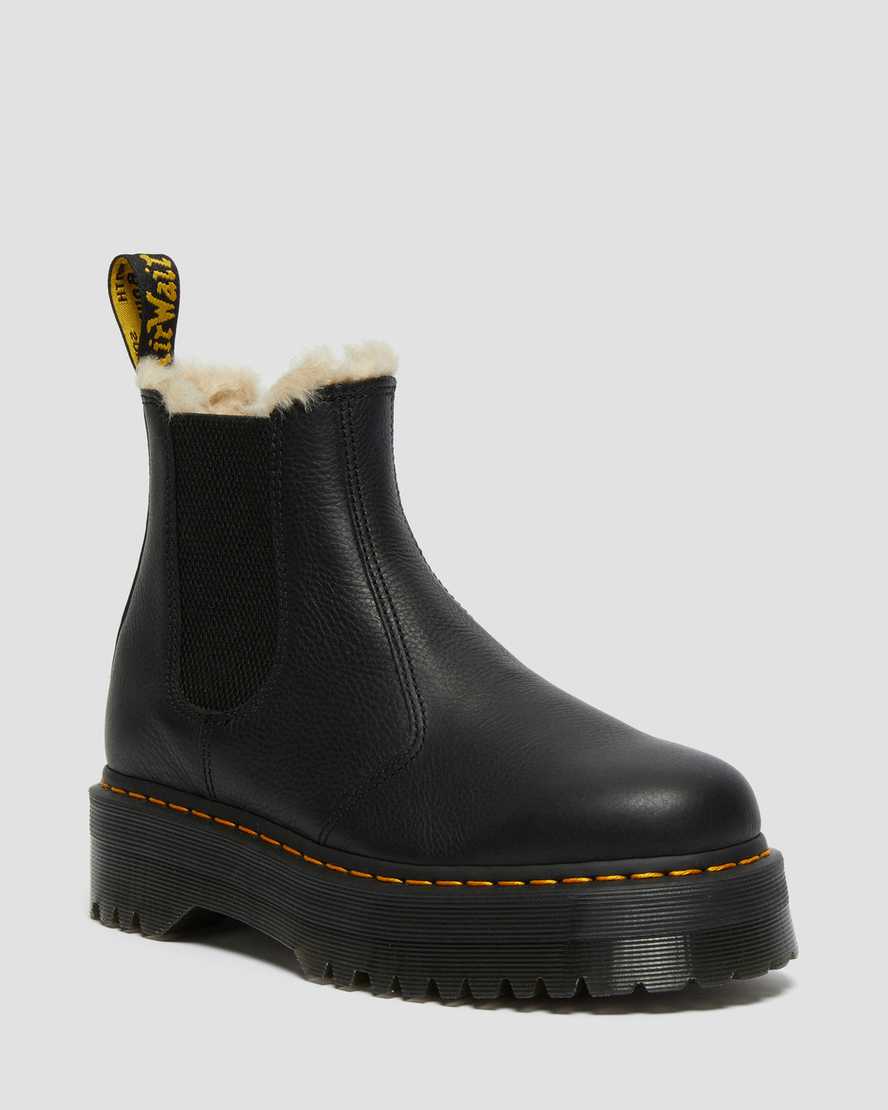 Dr. Martens 2976 Faux Fur Lined Erkek Chelsea Bot - Bot Siyah |OQDXU0364|